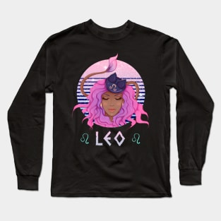 Retro Leo Zodiac Long Sleeve T-Shirt